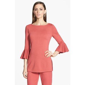 ST. JOHN Ruffle Cuff Milano Knit Tunic Top